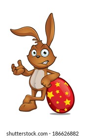 Easter Rabbit Leaning On A Large Easter Egg