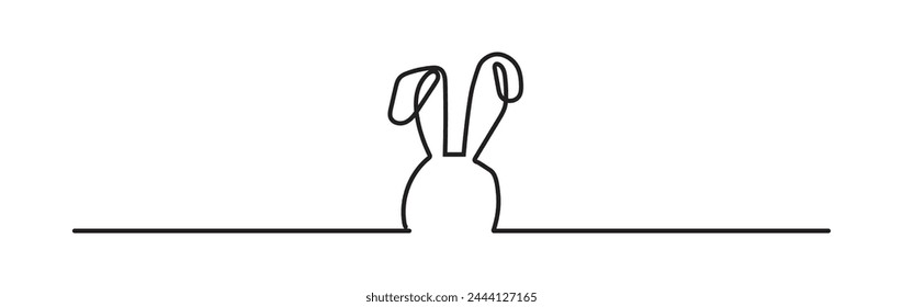 Easter Rabbit Line Art Drawing for Vet Logo, Prints, Social Media. Cute Bunny Silhouette Continuous One Line Drawing. Raster copy