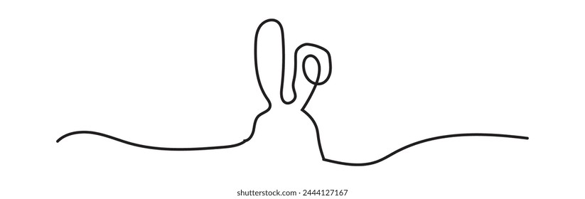 Easter Rabbit Line Art Drawing for Vet Logo, Prints, Social Media. Cute Bunny Silhouette Continuous One Line Drawing. Raster copy
