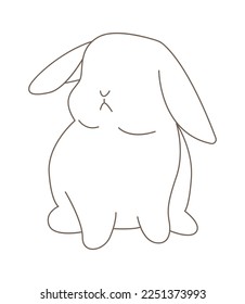 Easter rabbit line art style Contemporary design. Vector illustration