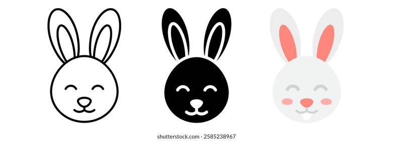 Easter rabbit line icon collection, easter and holiday, bunny icon set graphics, a linear pattern on a white background, eps 10.