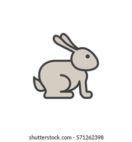 Easter rabbit line icon, filled outline vector sign, linear pictogram isolated on white. Symbol, logo illustration