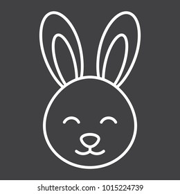 Easter rabbit line icon, easter and holiday, bunny sign vector graphics, a linear pattern on a black background, eps 10.