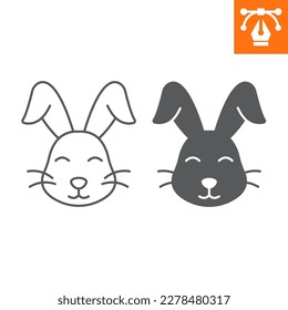 Easter rabbit line and solid icon , outline style icon for web site or mobile app, holiday and easter, cute bunny vector icon, simple vector illustration, vector graphics with editable strokes.