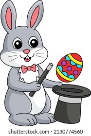 Easter Rabbit Magician Cartoon Illustration