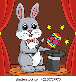 Easter Rabbit Magician Colored Illustration