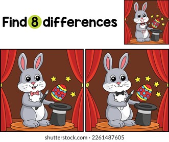 Easter Rabbit Magician Find The Differences