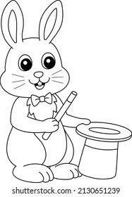 Easter Rabbit Magician Isolated Coloring Page