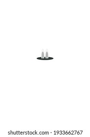 Easter rabbit in minimalistic art style on white background.  Flat abstract design. Isolated vector illustration. Celebration vector background.