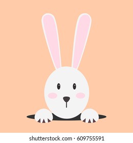 Easter rabbit on cream background. Vector. 