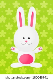 Easter rabbit on green background