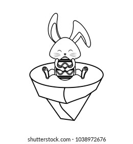 easter rabbit on piece land vector illustration