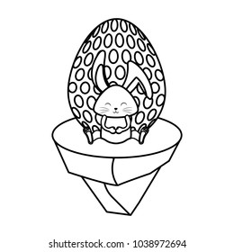 easter  rabbit on piece land  vector illustration