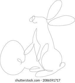 Easter rabbit one line drawing icon. Easter rabbit minimalist contour vector Illustration.
