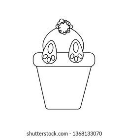 Easter Rabbit outline on the white background. Vector illustration