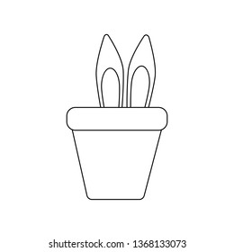 Easter Rabbit outline on the white background. Vector illustration
