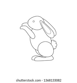 Easter Rabbit outline on the white background. Vector illustration