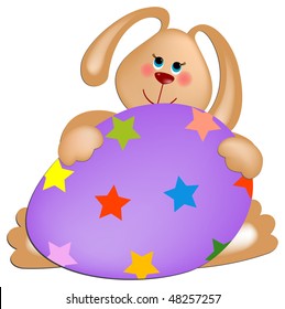 Easter rabbit with painted egg (EPS10)