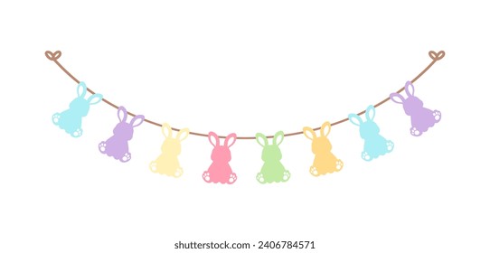 Easter rabbit pastel bunting clipart