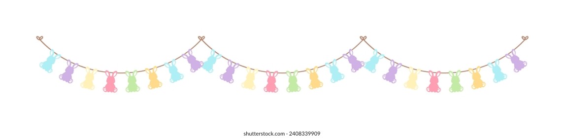 Easter rabbit pastel bunting clipart