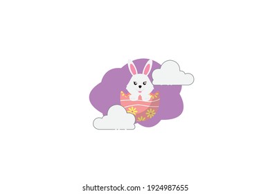 Easter Rabbit Pink Flower Egg Shell Cloud Icon