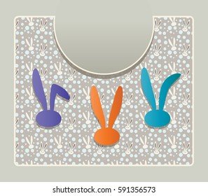 Easter rabbit poster. Vector Rabbit Print. Spring Holiday. Bunny ears background Invitation Vintage. Rabbit ears pattern. Rabbit head. Animal pattern bunny silhouette. Envelope template paper cutout