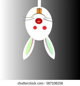 Easter rabbit with red eyes on a white background. Vector illustration