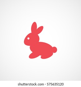 Easter Rabbit Red Flat Icon On White Background