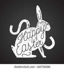 easter rabbit rubber stamp. vintage label. vector illustration