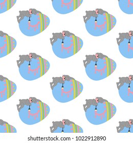 Easter rabbit seamless pattern on the white background. Vector illustration
