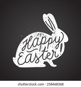 easter rabbit sign calligraphy. chalk handwriting. vector illustration