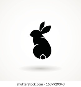 Easter rabbit silhouette isolated on a white background. Cartoon vector element . Animal