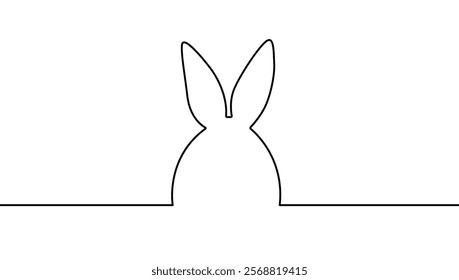 Easter Rabbit Silhouette Line Art Drawing. Bunny Abstract Simple One Line Illustration. Minimalist Trendy Contemporary Spring Design Perfect for Wall Art, Prints, Social Media, Posters, Invitations