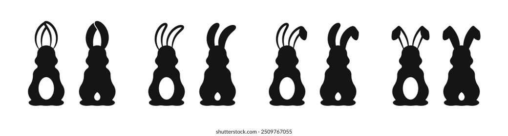 Easter rabbit silhouettes. Easter rabbit, easter Bunny. Happy Easter, rabbits vector illustration.