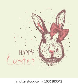 Easter rabbit. Sketch  hand drawn illustration
