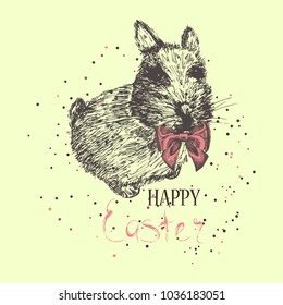 Easter rabbit. Sketch hand drawn illustration
