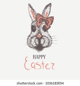 Easter rabbit. Sketch  hand drawn illustration