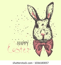 Easter rabbit. Sketch hand drawn illustration