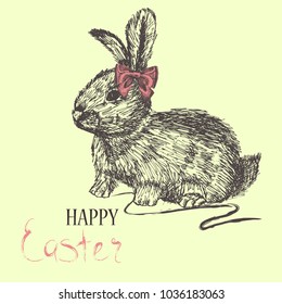 Easter rabbit. Sketch  hand drawn illustration