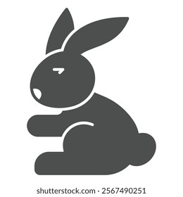 Easter rabbit solid icon, easter holiday concept. Vector graphics. Bunny animal sign on white background, glyph style icon for mobile or web design