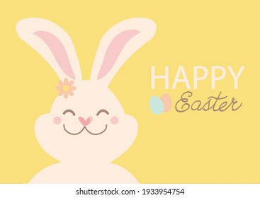 Easter rabbit and easter text background. Vector yellow color illustration for greeting card background