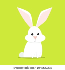 Easter rabbit. Vector image isolated on green background