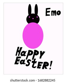 Easter rabbit, vector. Easter rabbit for spring Easter holidays. It is time to celebrate religious tradition. Can be used as an invitation or a greeting card for the Day, postcard, banner.