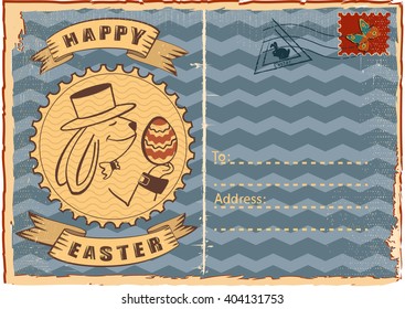 easter rabbit vintage postcard