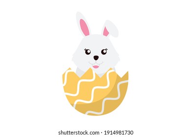 Easter Rabbit Yellow Egg Vector Icon