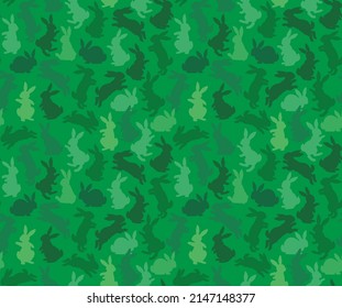 Easter rabbits. Bunny seamless pattern. Rabbits silhouettes