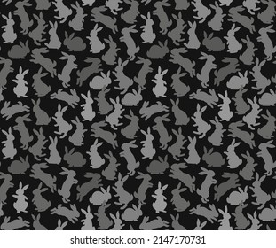 Easter rabbits. Bunny seamless pattern. Rabbits silhouettes