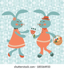 Easter rabbits couple