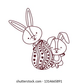 easter rabbits with egg isolated icon