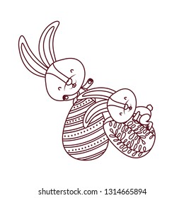 easter rabbits with egg isolated icon